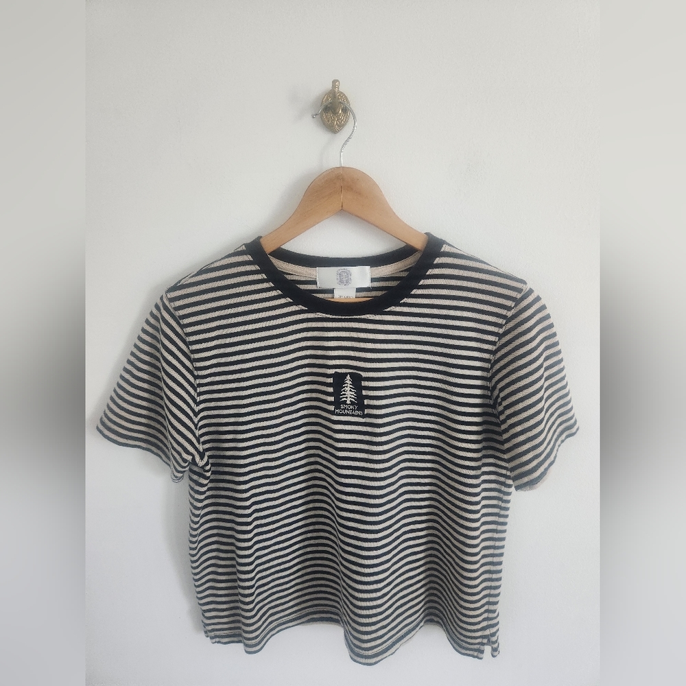 Womens Smoky Mountains Striped Crop Top Size Medium